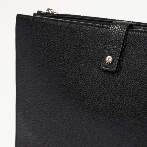 Saint Laurent Black Pebbled-Leather Flat Snap-Closure Clutch - Picture 7 of 14
